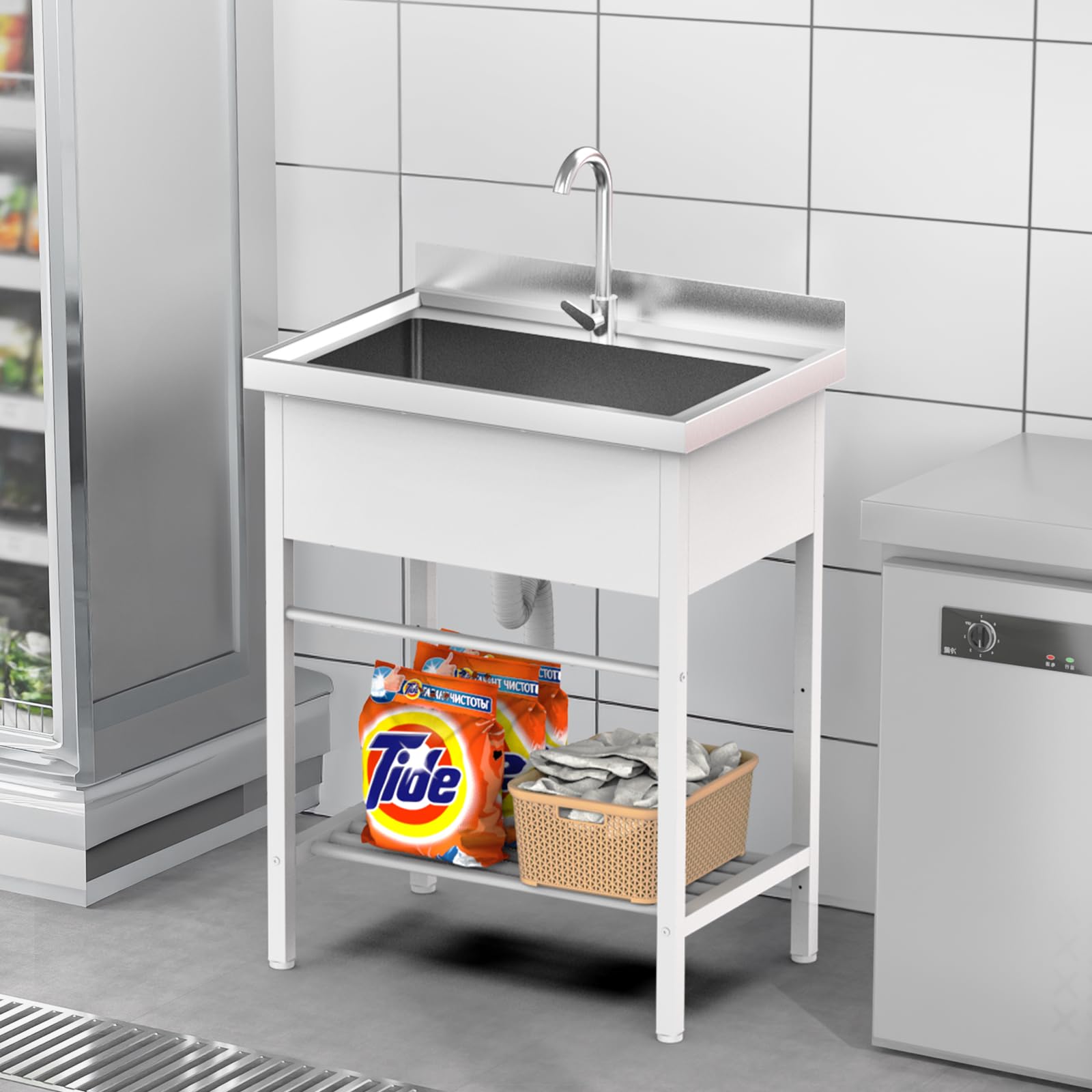 ROVSUN 28" x 19" One Bowl Stainless Steel Sink with Faucet