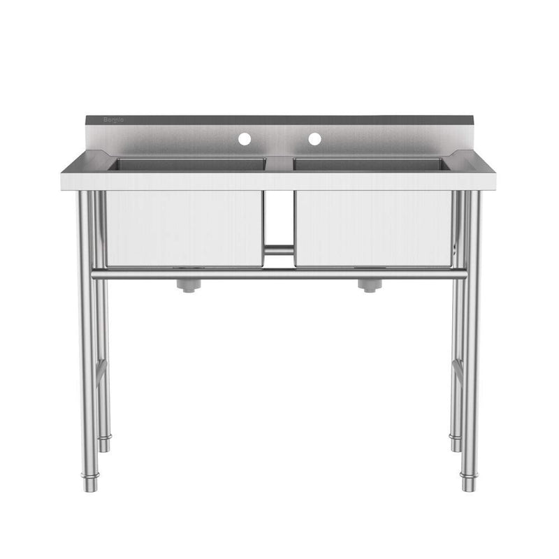 ROVSUN 36 Inch 2 Compartment 304 Stainless Steel Sink Kitchen Restaurant Commercial