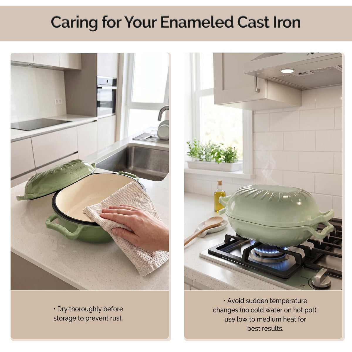 ROVSUN 5 QT Oval Enameled Cast Iron Dutch Oven Pot Green