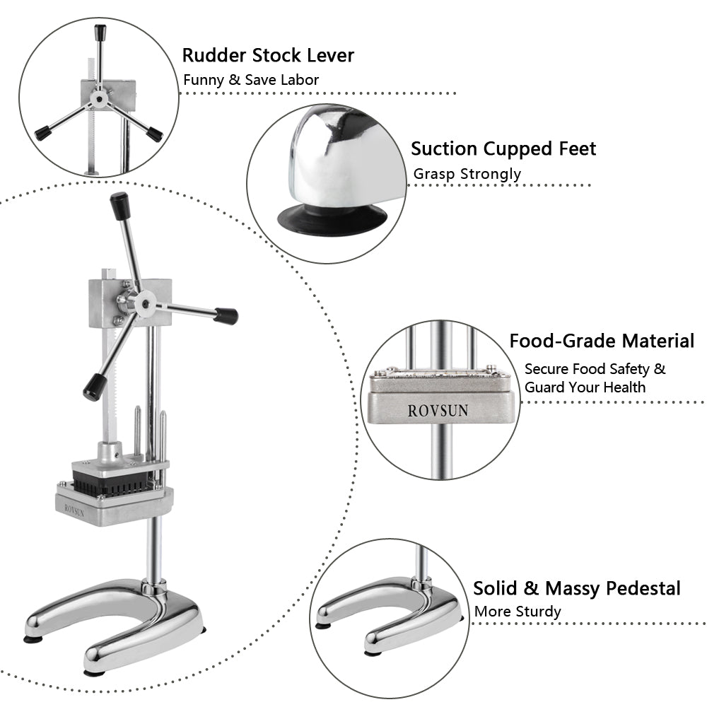 ROVSUN Commercial French Fry Cutter with 3 Sizes Blades