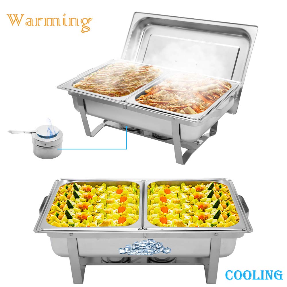 ROVSUN 8 QT Rectangle Chafing Dish Set with 2 Half Size Food Pans