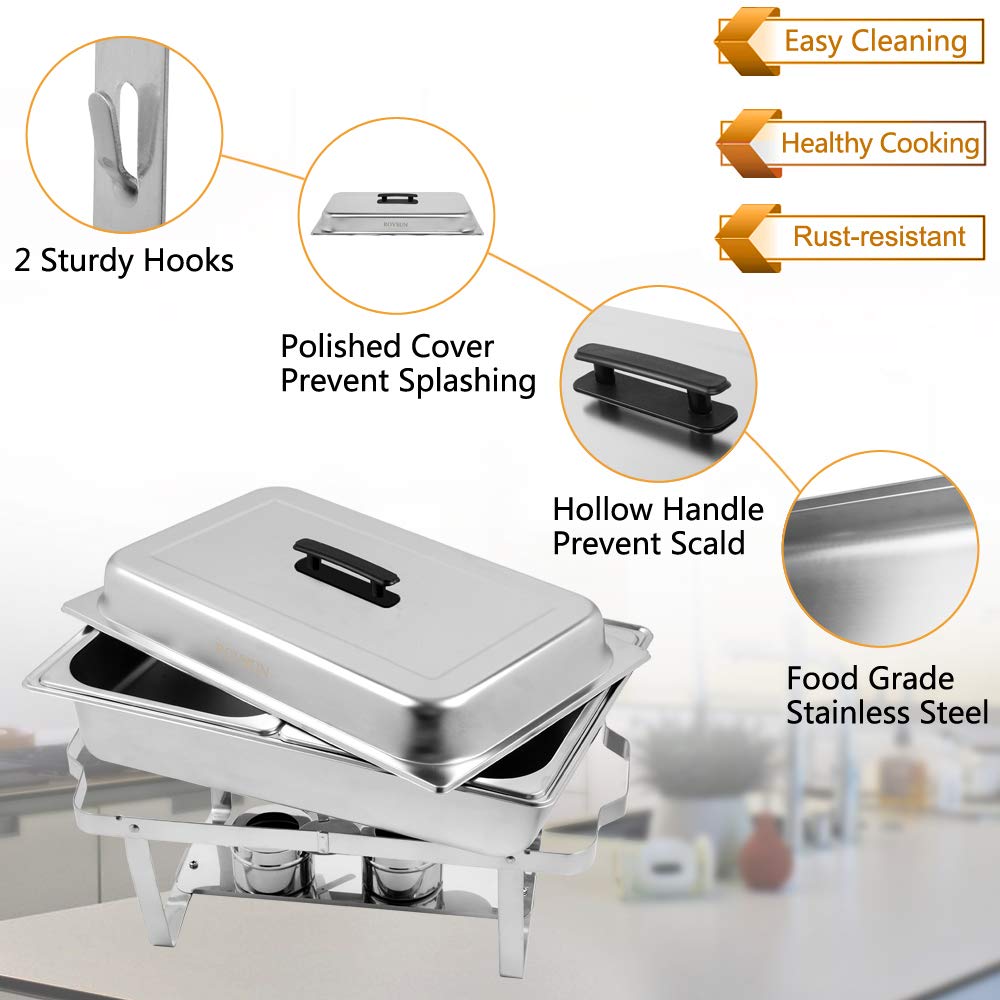 ROVSUN 8 QT Rectangle Chafing Dish Set with 2 Half Size Food Pans