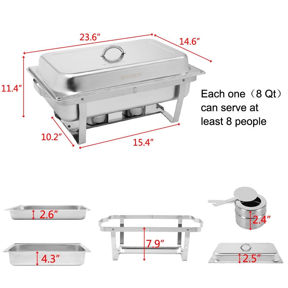 ROVSUN 8 QT Rectangle Chafing Dish Buffet Set with Full Size Pans