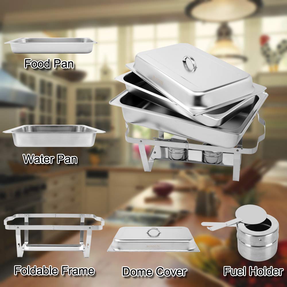 ROVSUN 8 QT Rectangle Chafing Dish Buffet Set with Full Size Pans