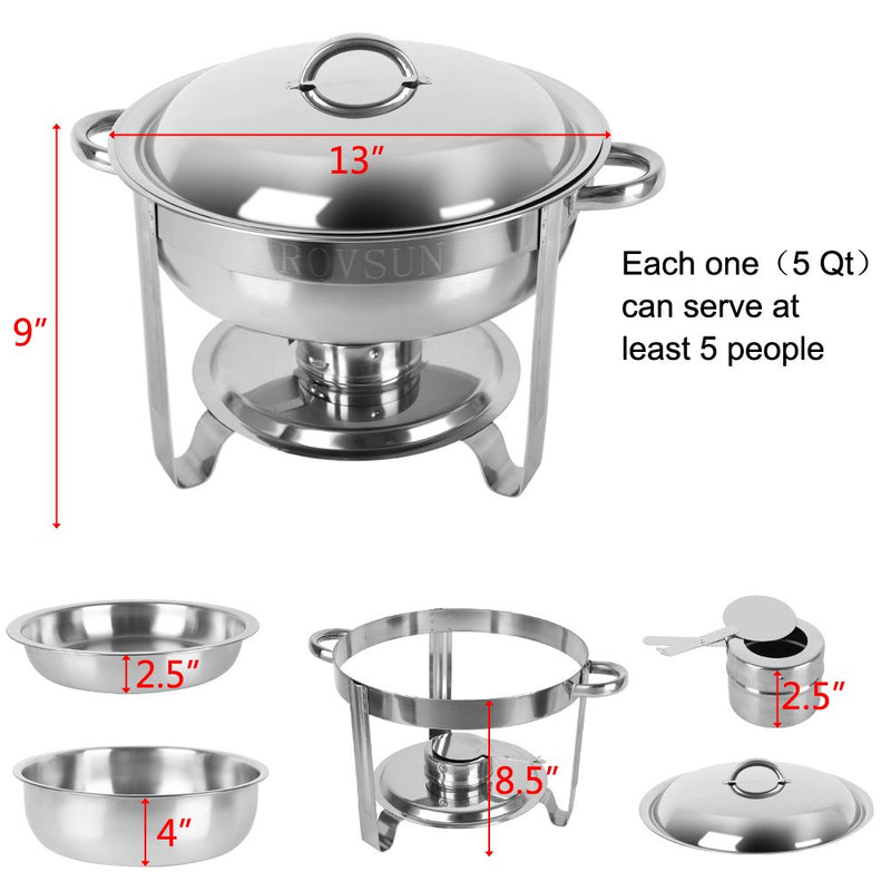 ROVSUN 5 QT Round Stainless Steel Chafing Dish Buffet Set
