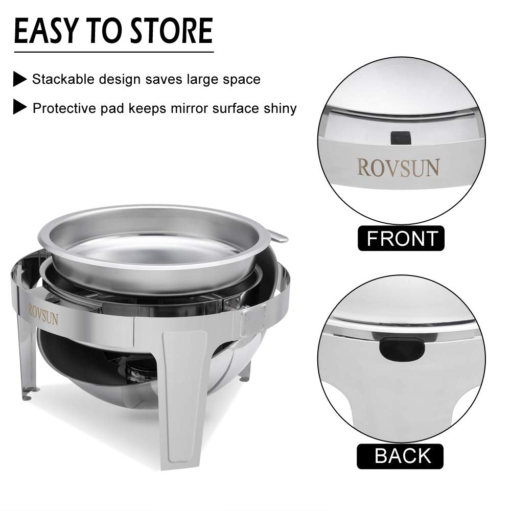 ROVSUN 6 QT Roll Top Round Chafing Dish Set
