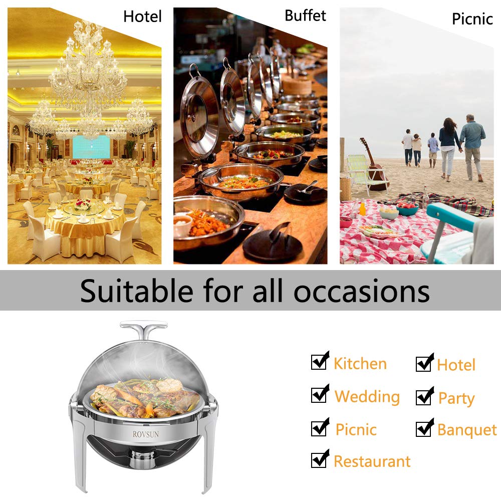 ROVSUN 6 QT Roll Top Round Chafing Dish Set