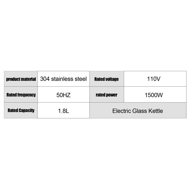 ROVSUN 110V 1500W 1.8L Electric Glass Kettle US Plug
