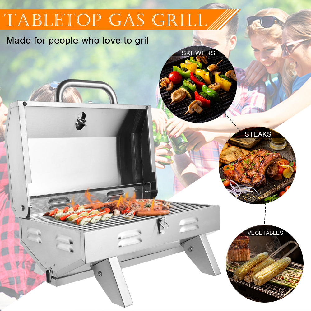 ROVSUN 1 Burner 12,000 BTU Portable Propane Grill for Outdoor Camping Garden BBQ