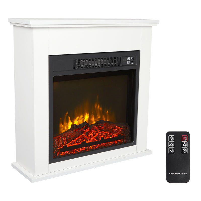ROVSUN 25 Inch Freestanding Electric Fireplace Space Heater with Wood Mantel & Remote Control