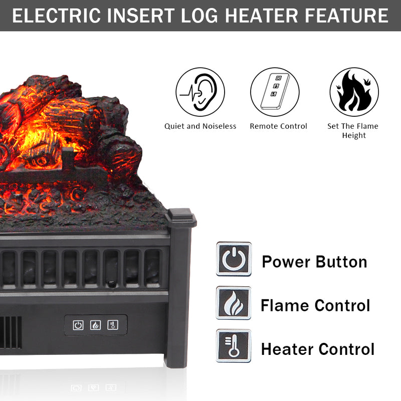ROVSUN 23 Inch 1400W Electric Fireplace Insert Log Set Heater with Remote Control
