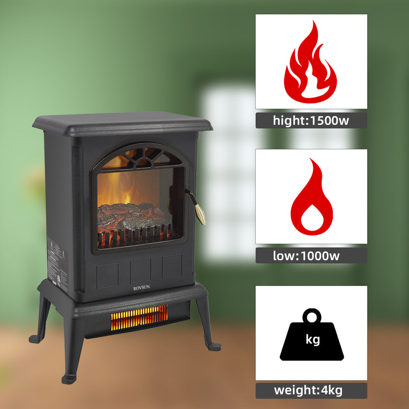 ROVSUN 22.4 Inch Electric Fireplace Infrared Quartz Heater with 2 Heat Settings 1000W/1500W