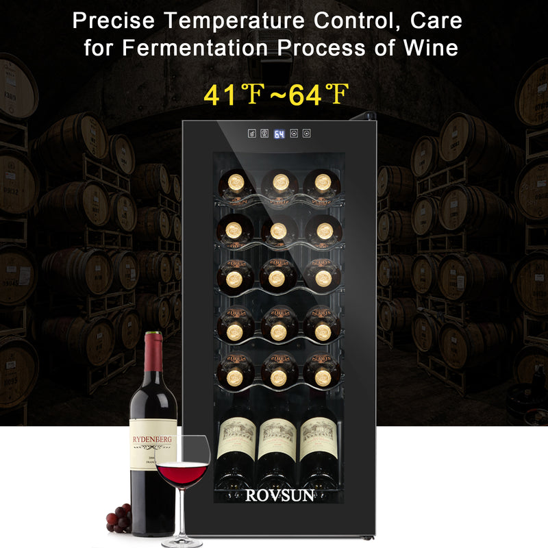 ROVSUN 18 Bottle Wine Cooler Freestanding Wine Refrigerator Beverage Wine Chiller with Digital Temperature
