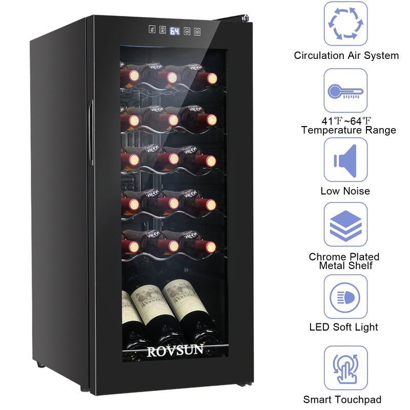 ROVSUN 18 Bottle Wine Cooler Freestanding Wine Refrigerator Beverage Wine Chiller with Digital Temperature