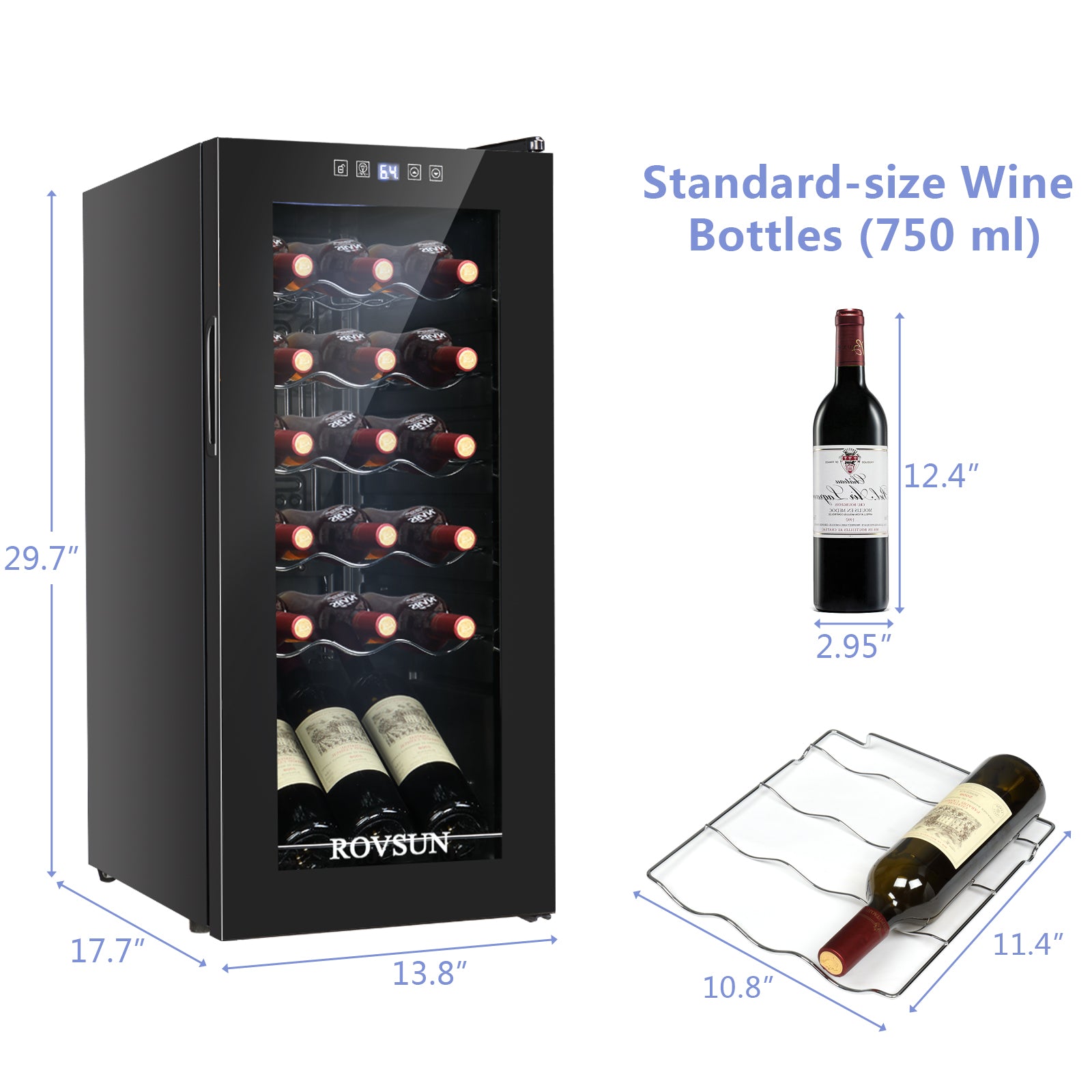 ROVSUN 18 Bottle Wine Cooler Fridge with Digital Temperature