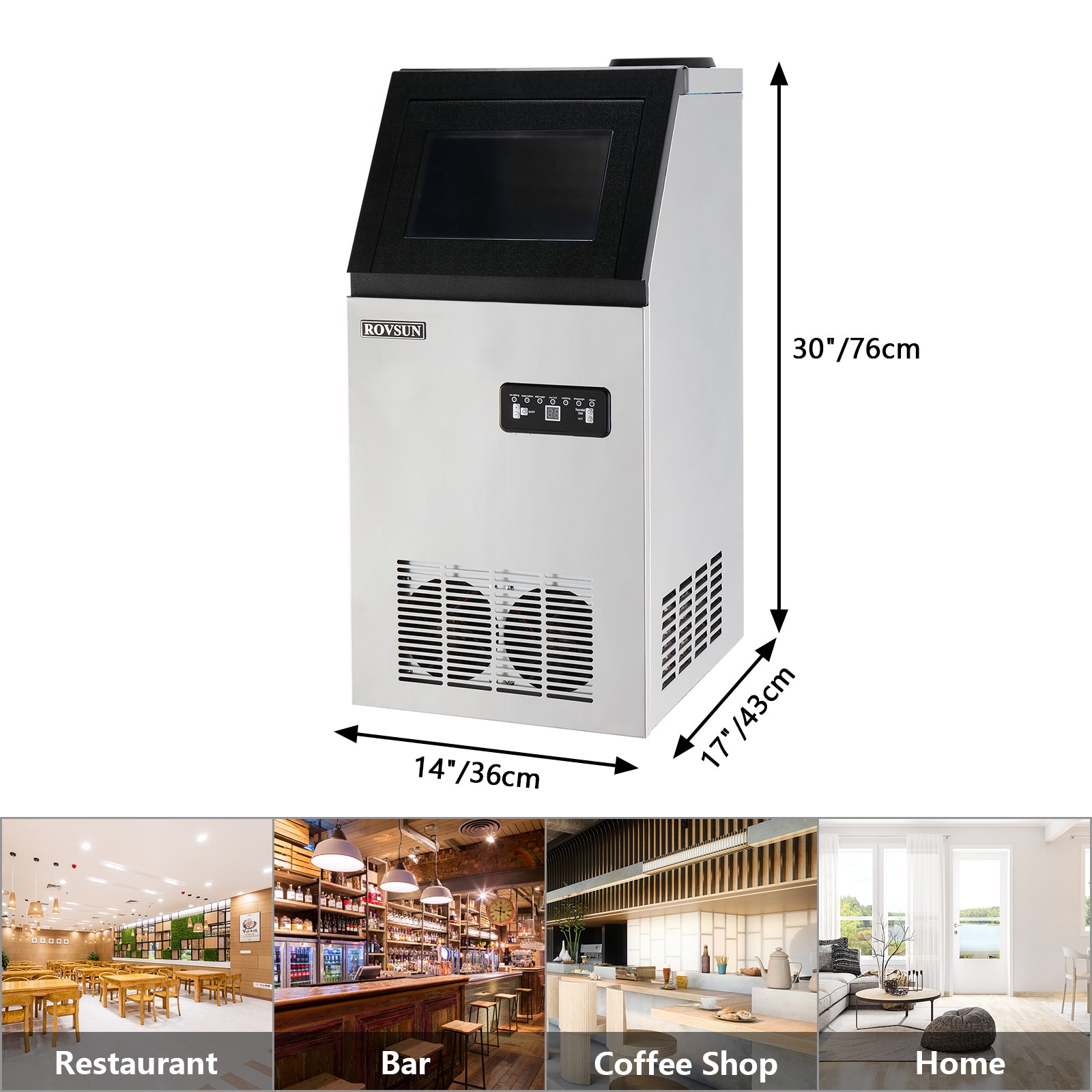 ROVSUN 14" 110 lb. 495W 115V Air Cooled Ice Machine Maker Countertop