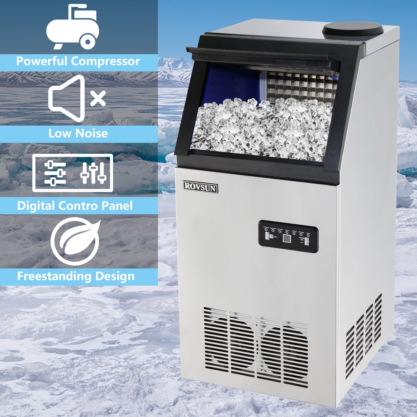 ROVSUN 14" 110 lb. 495W 115V Air Cooled Ice Machine Maker Countertop