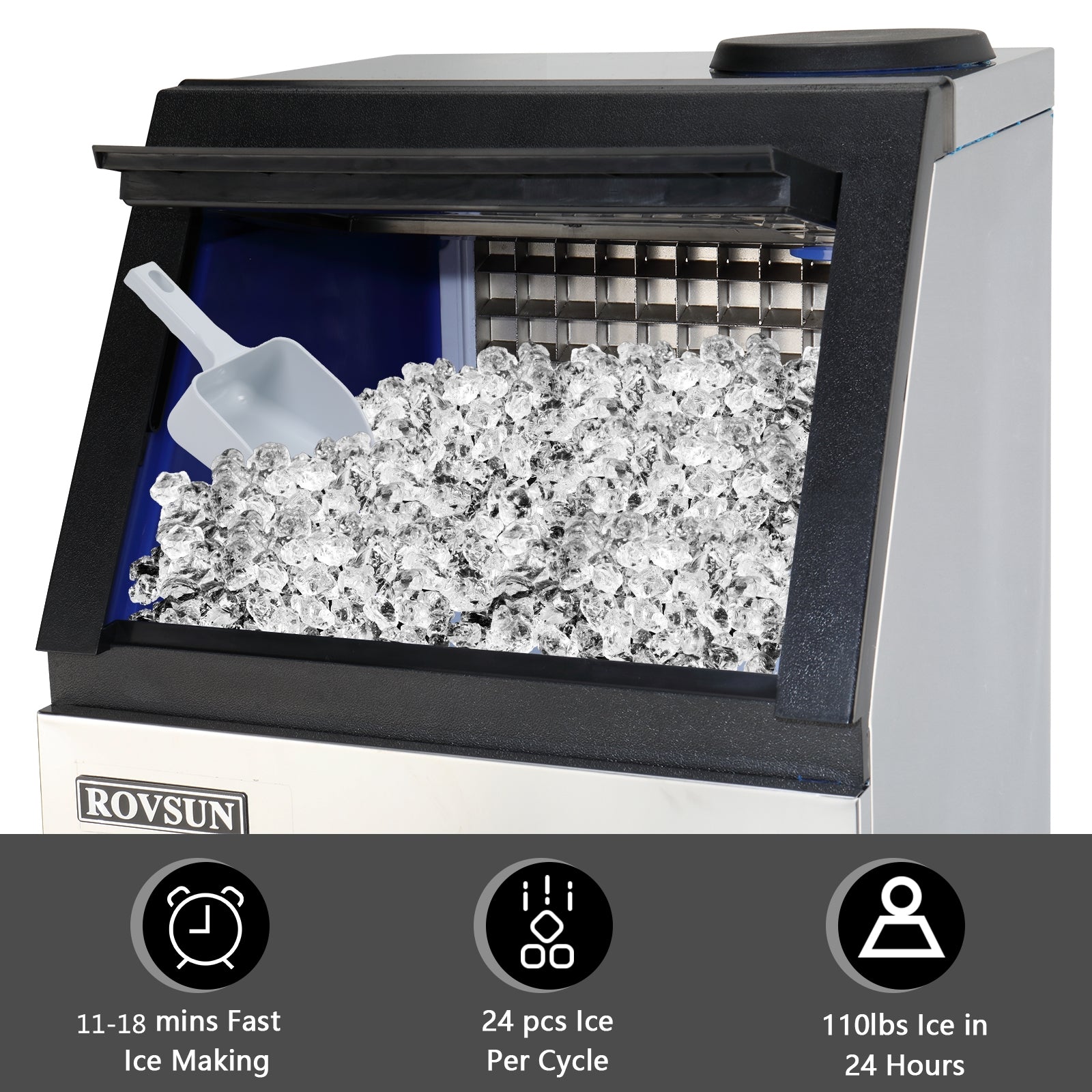 ROVSUN 14" 110 lb. 495W 115V Air Cooled Ice Machine Maker Countertop