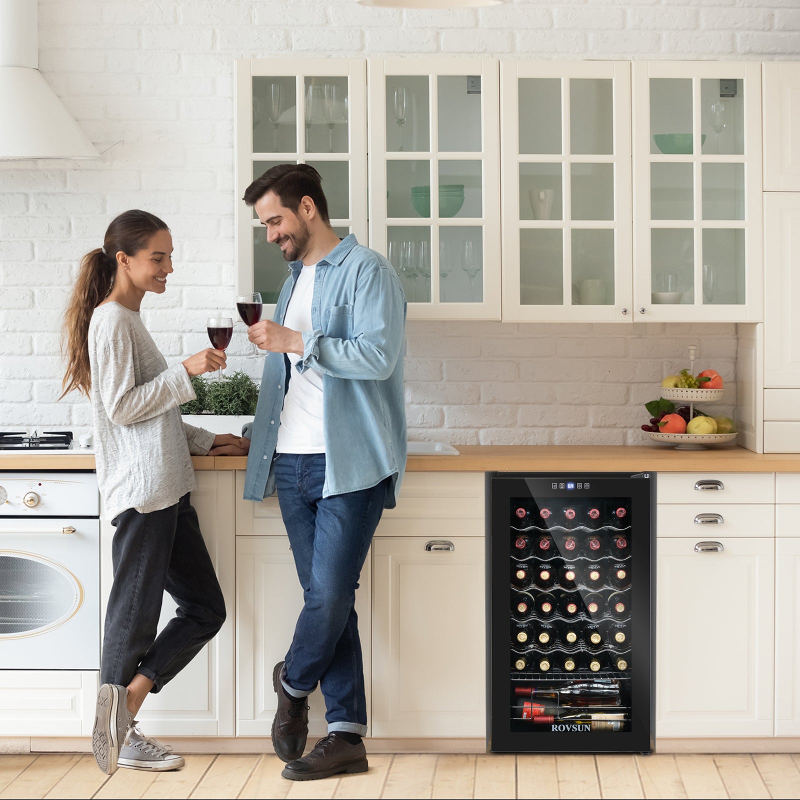 ROVSUN 34 Bottle Wine Cooler Fridge with Digital Temperature