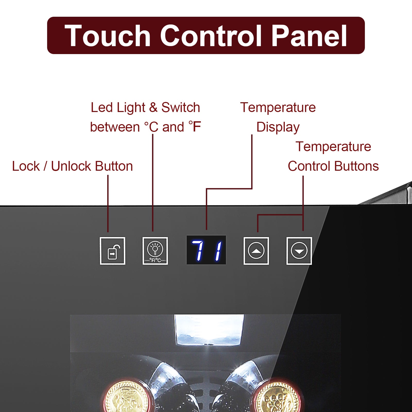 ROVSUN 12 Bottle Wine Cooler Fridge with Digital Temperature