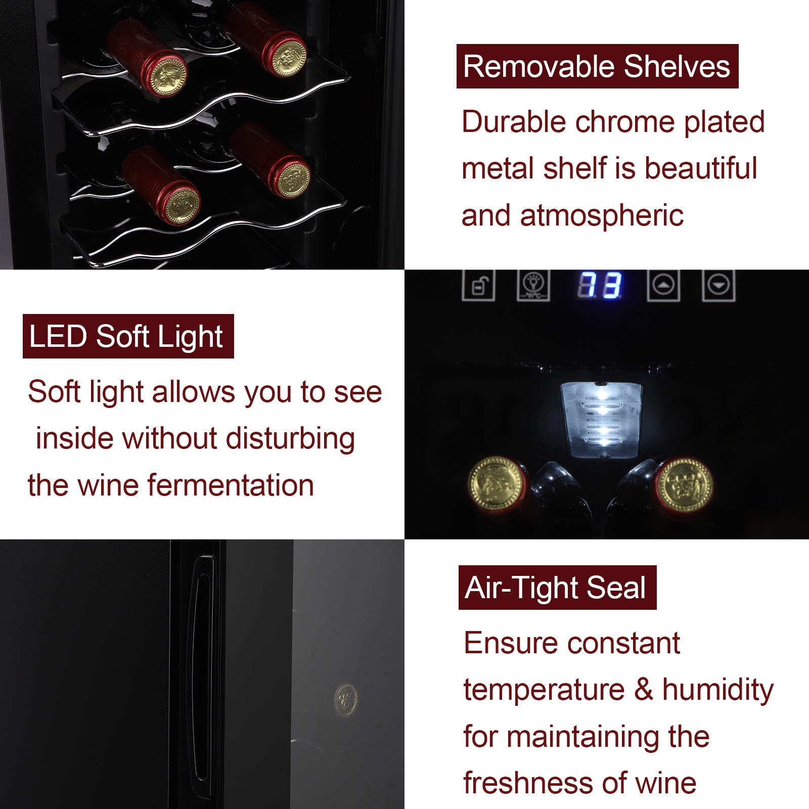 ROVSUN 12 Bottle Wine Cooler Fridge with Digital Temperature
