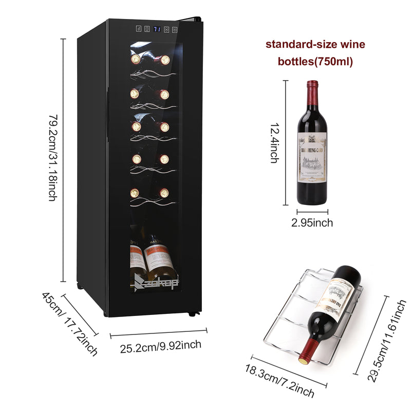 ROVSUN 12 Bottle Wine Cooler Refrigerator with Digital Temperature Control