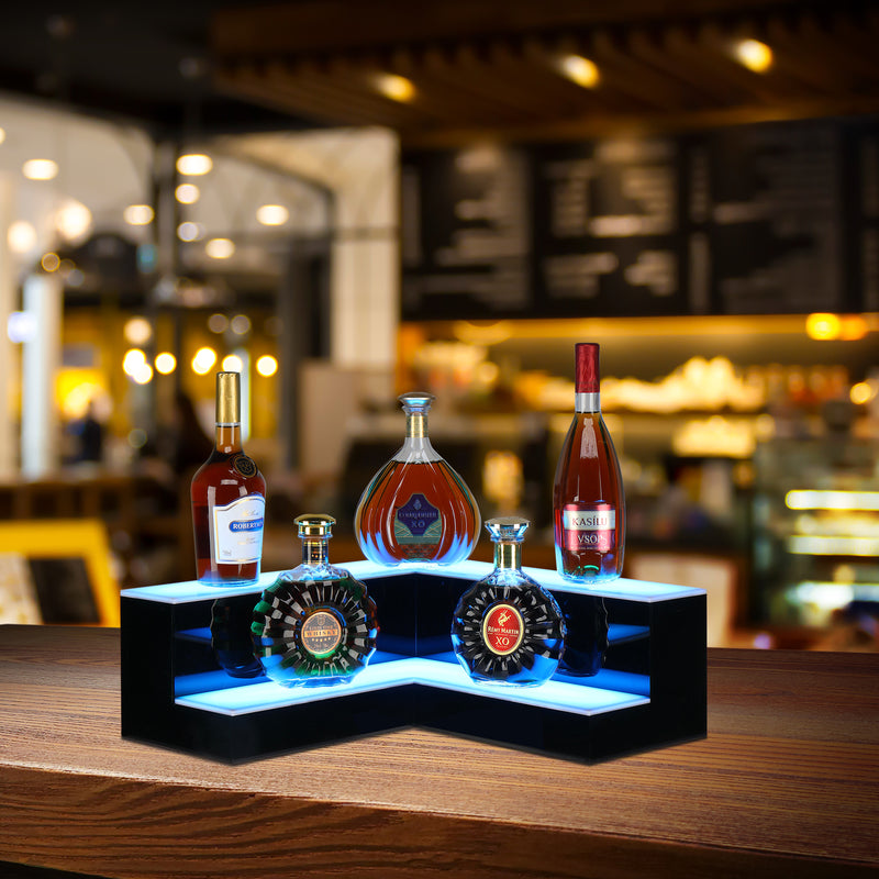 Corner bottle online shelf