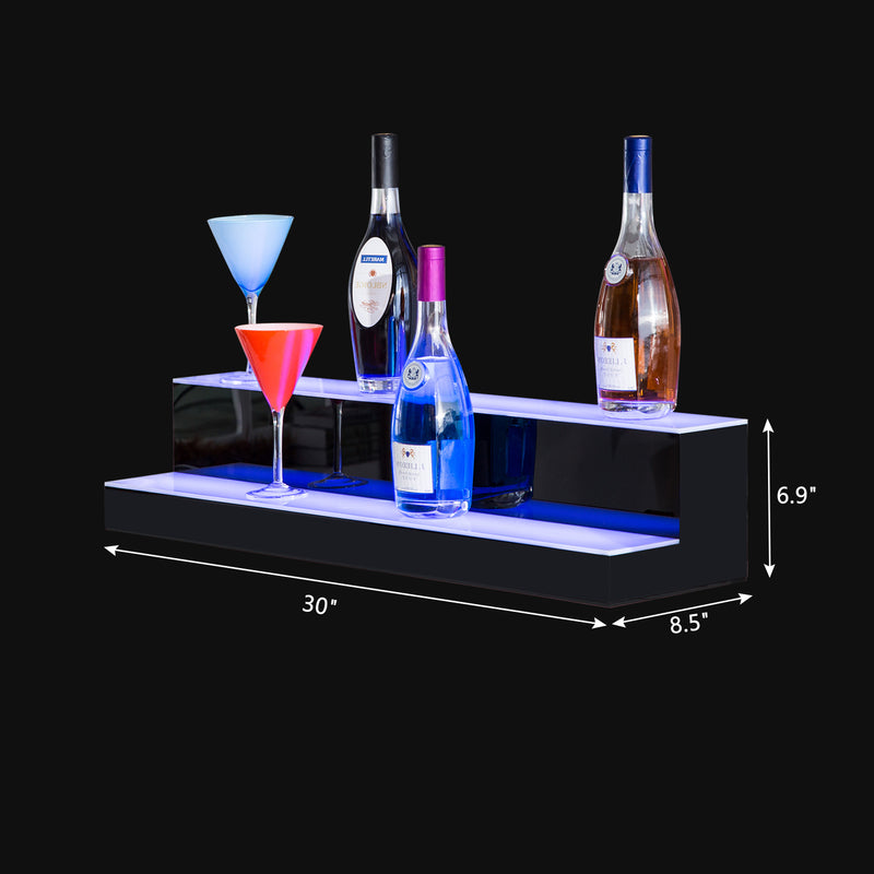ROVSUN LED Lighted Liquor Bottle Display Shelf Bar Shelf with Remote Control