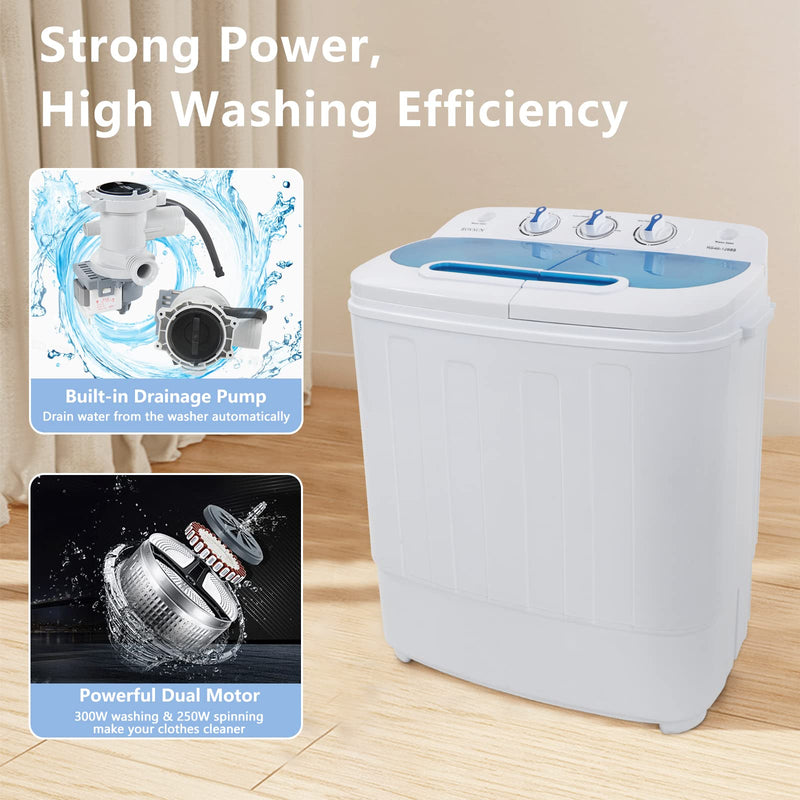 ROVSUN 11LBS Portable Washing Machine Mini Compact Twin Tub Washer wit
