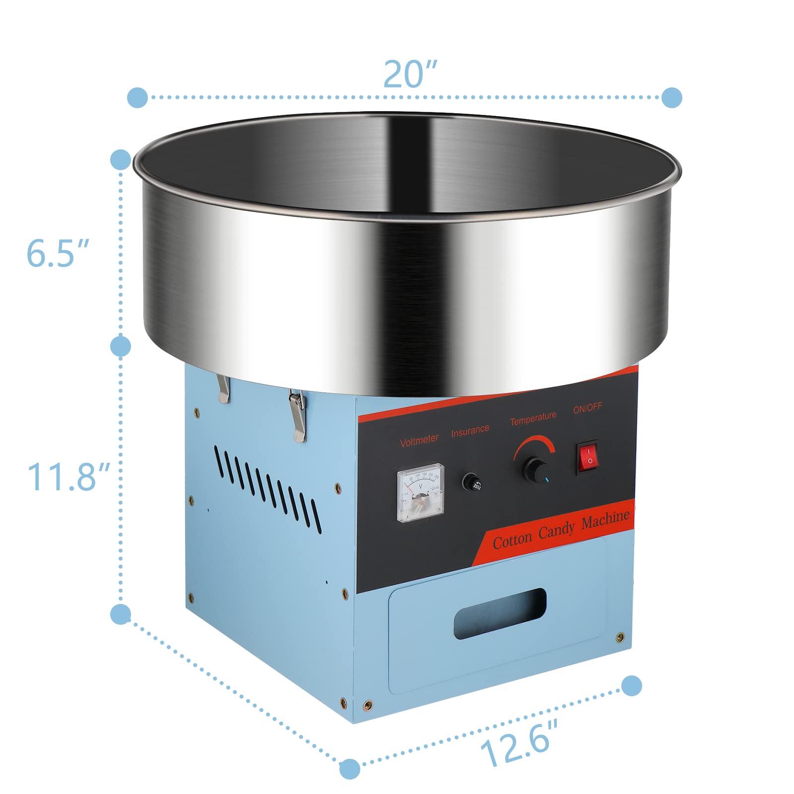 ROVSUN 21" 980W 110V Cotton Candy Machine with Bowl Blue