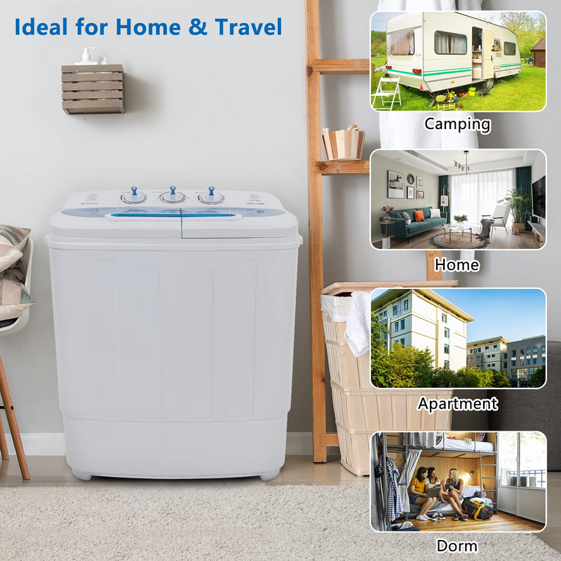 ROVSUN 15Lbs Portable Washing Machine Mini Washer and Dryer Black Blue