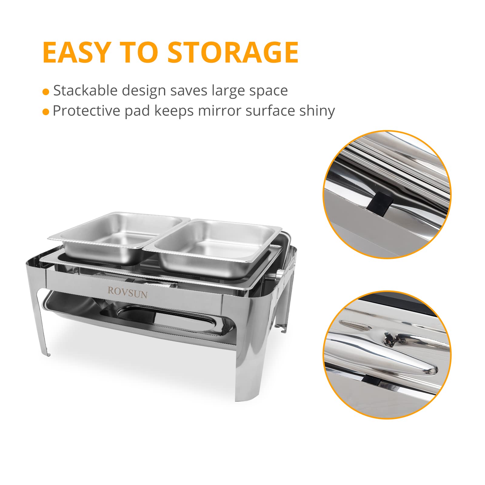 ROVSUN 9 QT Roll Top Rectangle Chafing Dish Set with 2 Half Size Pan & Visible Window