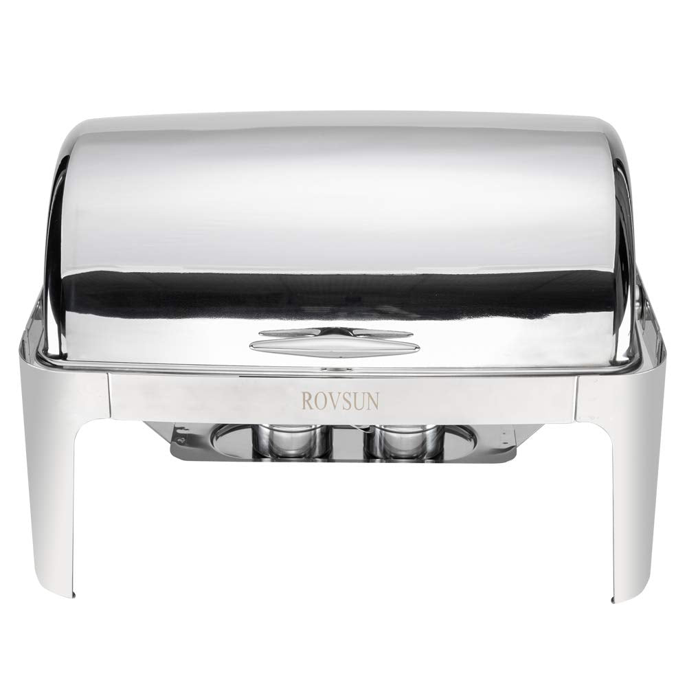 ROVSUN 9 QT Roll Top Rectangle Chafing Dish Set with Full Size Pan