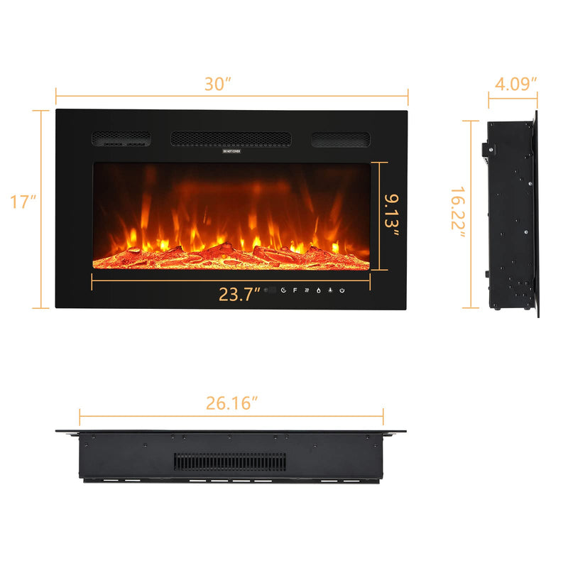 ROVSUN 30 Inch Electric Fireplace Freestanding Heater with 12 Flame Colors 750W/1500W
